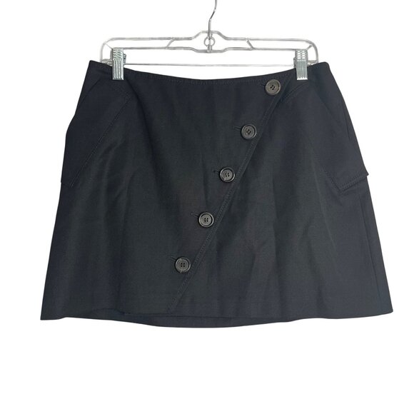 Burberry London 100% Wool Wrap Skirt Black Womens 8 Mini Nova Check Designer - Picture 1 of 11